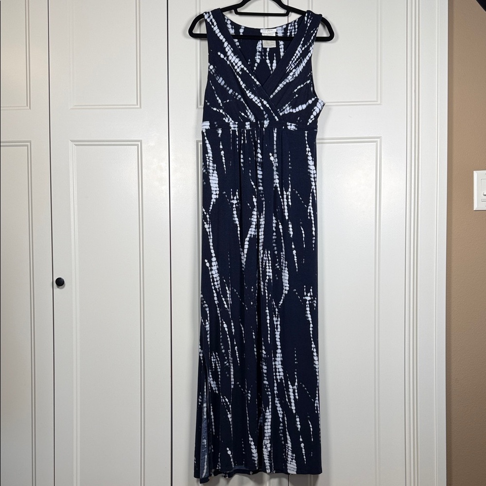 Matty Navy and White Tie-Dye Style Maxi Dress XL